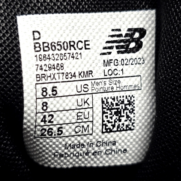 New Balance Men's 650R Lifestyle Sneaker White Black BB650RCE Size 8.5 New - Picture 4 of 10